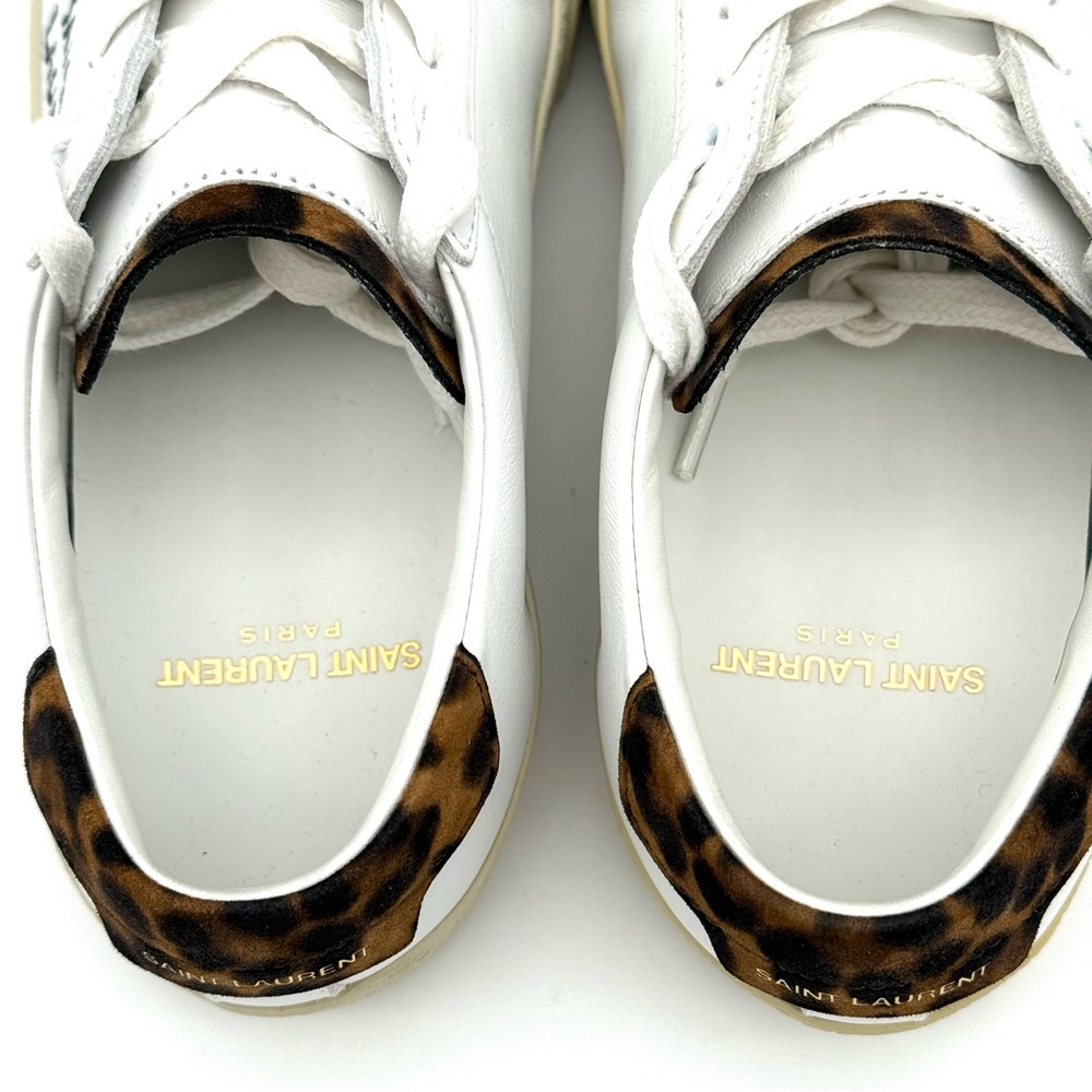 Saint Laurent Women's Court Classic Sneaker Shoes US Size 6 EU 36 White Leopard - Picture 7 of 10